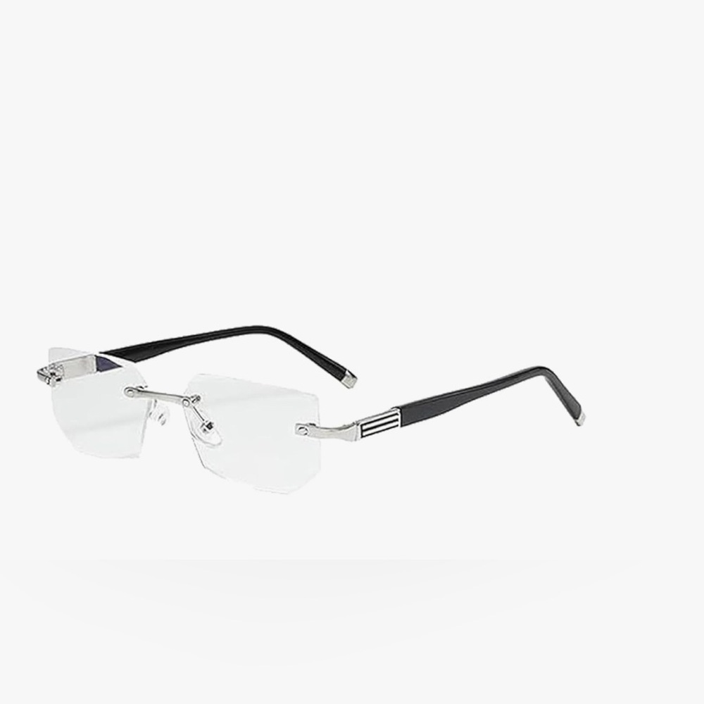 Black Rimless Reading/Magnifying Glasses Unisex +200 - Picture 2 of 5